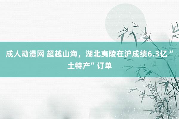 成人动漫网 超越山海，湖北夷陵在沪成绩6.3亿“土特产”订单