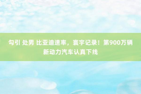 勾引 处男 比亚迪速率，寰宇记录！第900万辆新动力汽车认真下线