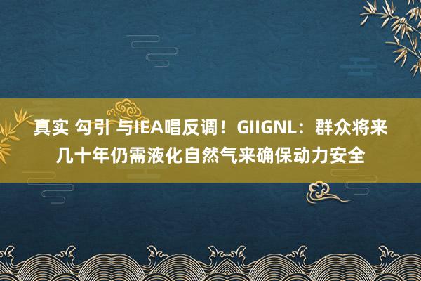 真实 勾引 与IEA唱反调！GIIGNL：群众将来几十年仍需液化自然气来确保动力安全