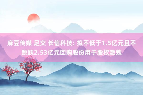 麻豆传媒 足交 长信科技: 拟不低于1.5亿元且不跳跃2.53亿元回购股份用于股权激勉