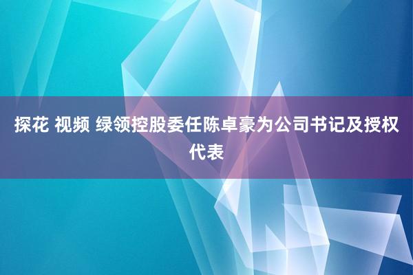 探花 视频 绿领控股委任陈卓豪为公司书记及授权代表