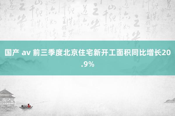 国产 av 前三季度北京住宅新开工面积同比增长20.9%