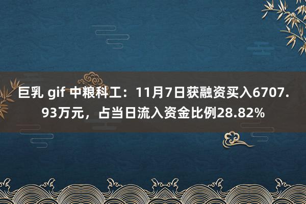 巨乳 gif 中粮科工：11月7日获融资买入6707.93万元，占当日流入资金比例28.82%