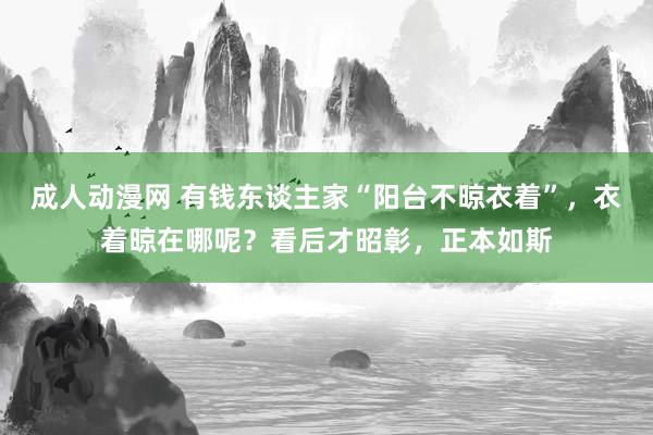 成人动漫网 有钱东谈主家“阳台不晾衣着”，衣着晾在哪呢？看后才昭彰，正本如斯