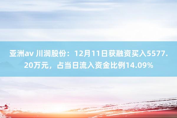 亚洲av 川润股份：12月11日获融资买入5577.20万元，占当日流入资金比例14.09%