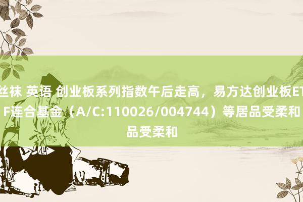 丝袜 英语 创业板系列指数午后走高，易方达创业板ETF连合基金（A/C:110026/004744）等居品受柔和