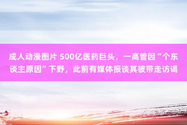 成人动漫图片 500亿医药巨头，一高管因“个东谈主原因”下野，此前有媒体报谈其被带走访谒